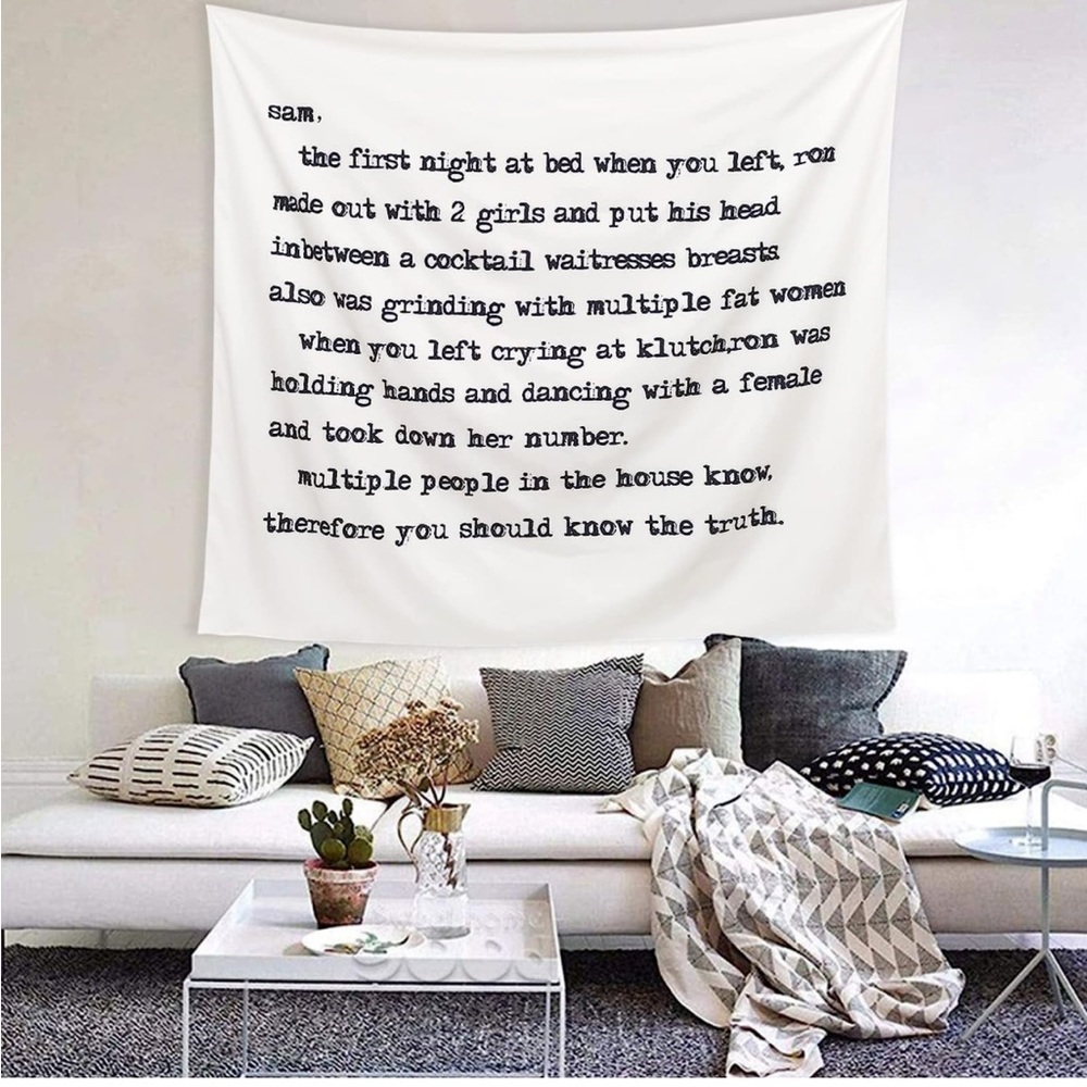 Jersey Shore Tapestry with Words Letter To Sammi (59.1 x 51.2 inches)